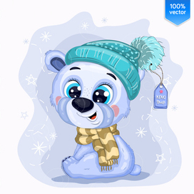 Мультяшный белый медведь.