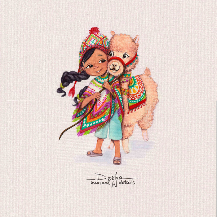 Перуанка и альпака