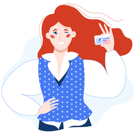 Girl Holding Card In Hands