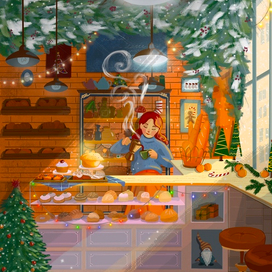 Christmas coffee shop