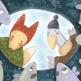 Лисонька и Гусенок. Иллюстрация к сказке Нюты Яковлевой 