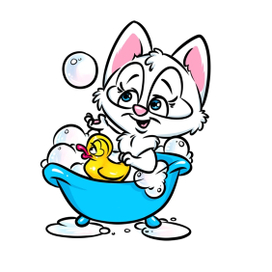 Купание - милая кошечка