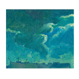 небо над городом этюд