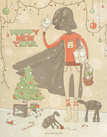 Darth Vader preparing to new year celebration