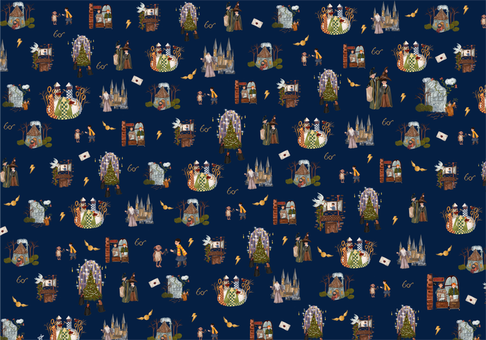 Паттерн для новогодней бумаги «Harry Potter”