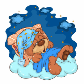 Cartoon Teddy Bear on a cloud.