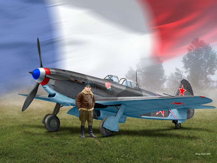 Yak-9T. Marsel Lefevre ( box art for ICM )