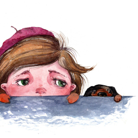 Девочка выглядывает 