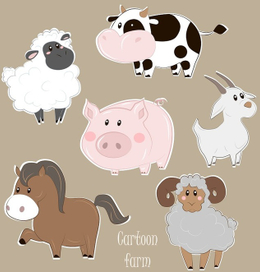 Векторный набор мультяшных животных фермы