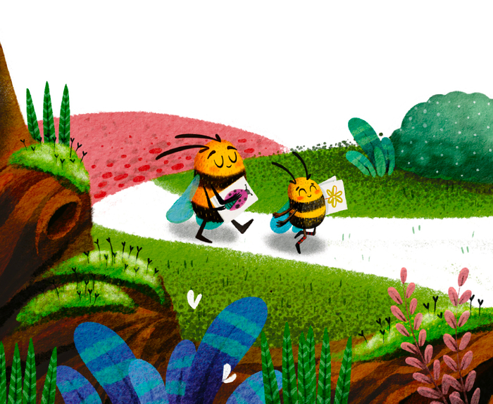 Пчелы идут ногами.