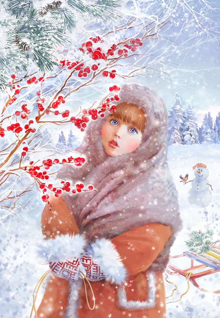 Валюша (рисунок для новогодней открытки)