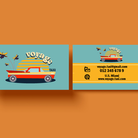 Business card for taxi service in retro style.