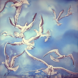 "Вольный полет" батик шифон 85х85