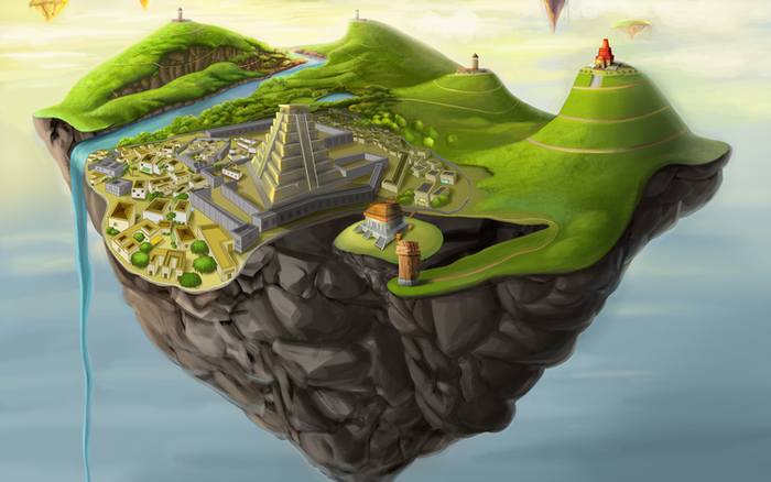 Концепт большого населенного острова