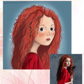 Стилизованный портрет рыжей девушки