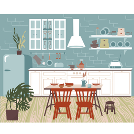 Векторная иллюстрация на тему "Кухня"