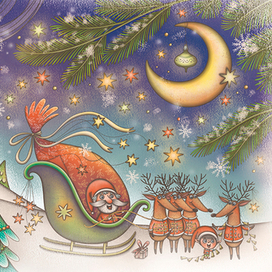 Для книжки "Санта и ленивый олень"