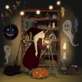 Ведьмочка готовится к Хэллоуину 