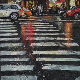 Ночь, улица, фонарь, дождь, переход. 