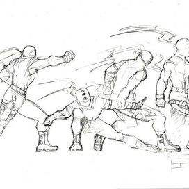 Скетч персонажа для комикса(движения)