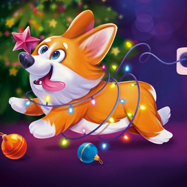 Новогодний корги