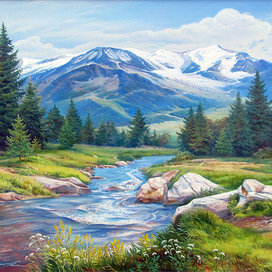 Горный пейзаж с рекой