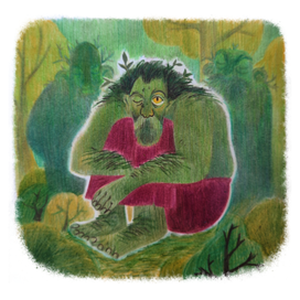 Полосная иллюстрация к сказке о Троллях в Хедальском лесу