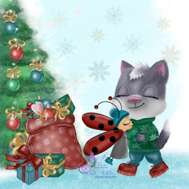 Лучшие друзья (кот и божья коровка)