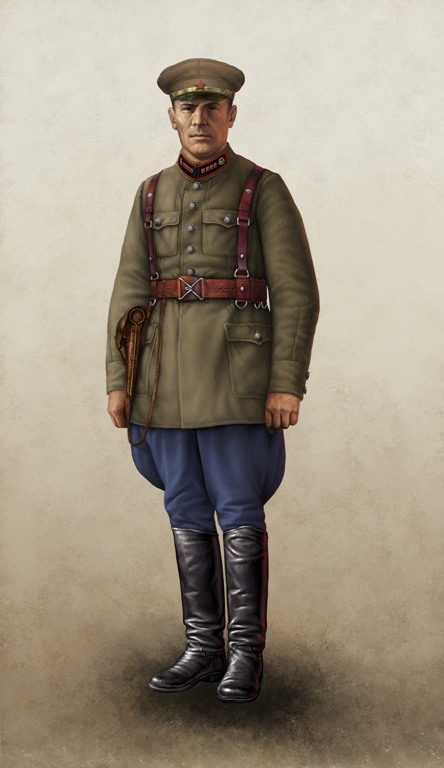 Командир в суконной рубахе-френч. Для энциклопедии Е. Дрига "Униформа АБТВ РККА"