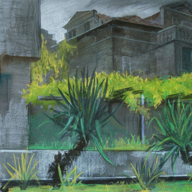 "Цветение" тон.бум., акв. карандаши., 40x50., 2014 г.