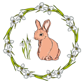 Зайчик в венке с подснежниками. 