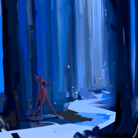 deer in the forest blue