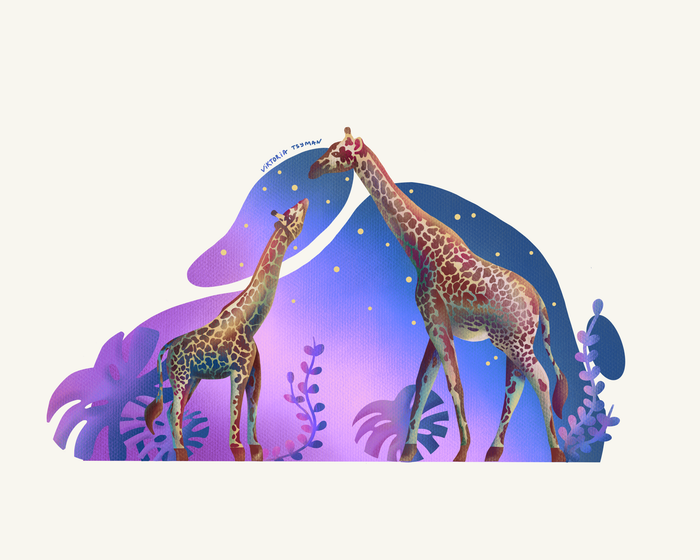 Жирафы_принт_любовь_Саванна 