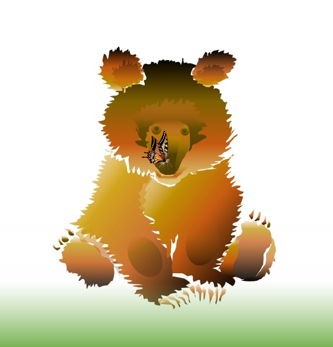 Мишка с бабочкой. Иллюстрация. Детские стихи.