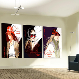 Фешн скетчи, использование принта в интерьере