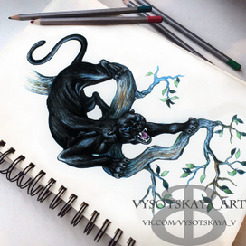 Эскиз тату пантера