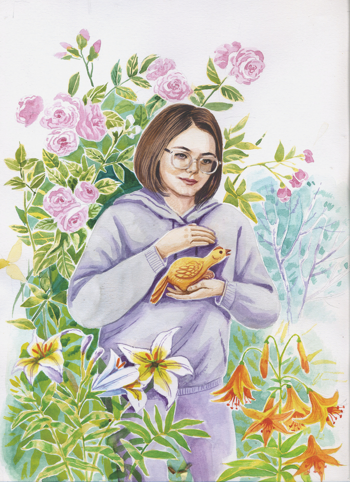 Иллюстрация для семейной книги с портретным сходством