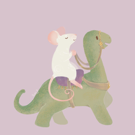 Крыска на динозаврике