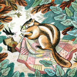 Бурундук-вышивальщик и лоскутное одеяло