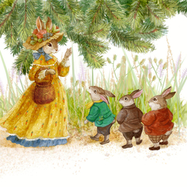 Мама крольчиха дает наставления