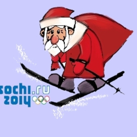 Дед мороз на лыжах.