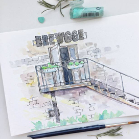 Городской скетч - вход в пивную