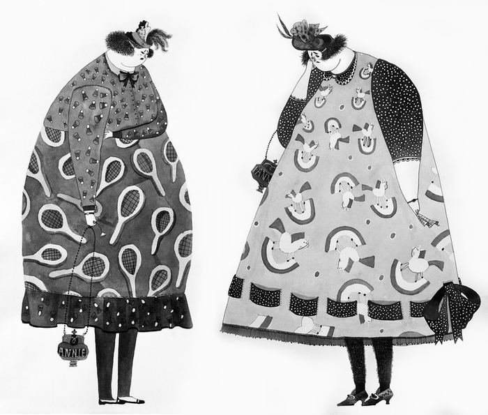 "Мэри Поппинс". Анни и Фанни, тушь, бумага, 50х60см, 2015