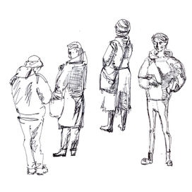 В метро. Наброски.