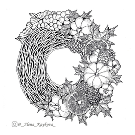 Раскраска "Осенний венок"