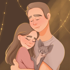 Семейный портрет в мультяшном стиле