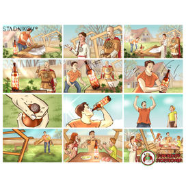 Цветная раскадровка для «Квас Старокиевский» 