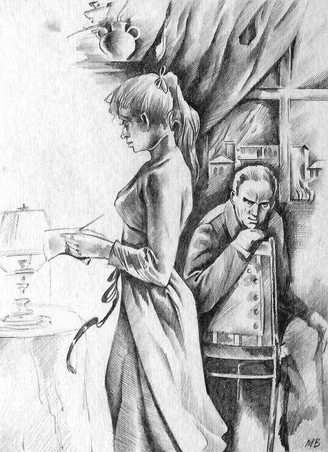 Эскиз к иллюстрации к книге Станкевича,,Последний из Меллупов,,