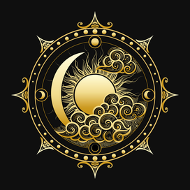 Sun and Phases of Moon Medieval Astrological illustration