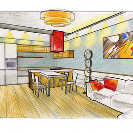 интерьер кухни-столовой